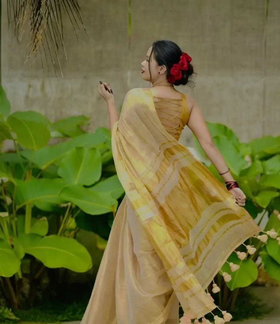 silk tissue gold silk saree