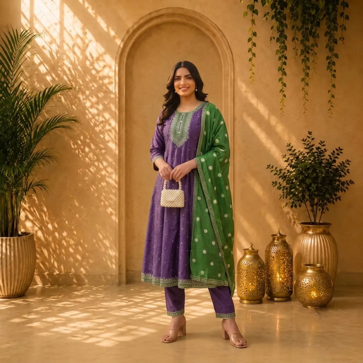 Purple Embroidered Kurta
