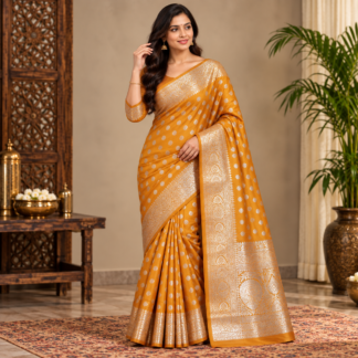 Elegant Mustard Silk Saree Portrait