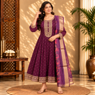 Ornamental  Plum Anarkali