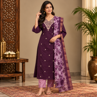 Elegant-Plum-Kurta-Fashion-Wear