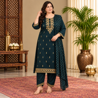 Elegant Teal Embroidered Suit