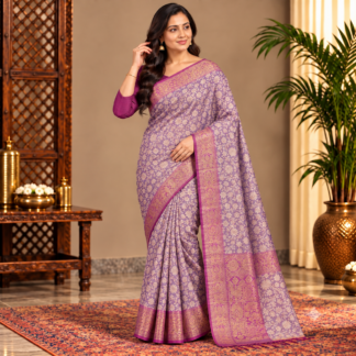 Lavender Brocade Saree