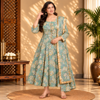 Mint Floral Anarkali