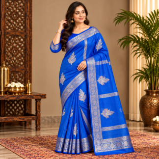 Royal Blue Silver-Zari Saree Portrait