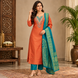 Warm Teal and Rust Ensemble